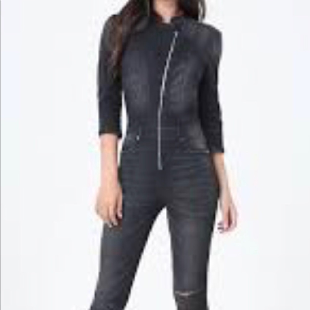 BEBE MOTO JUMPSUIT BLACK SIZE 25